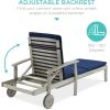 imageBest Choice Products 79x26in Acacia Wood Chaise Lounge Chair Recliner Outdoor Furniture for Patio Poolside wSlideOut Side Table FoamPadded Cushion Adjustable Backrest Wheels  CreamGrayNavy