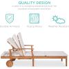 imageBest Choice Products 79x26in Acacia Wood Chaise Lounge Chair Recliner Outdoor Furniture for Patio Poolside wSlideOut Side Table FoamPadded Cushion Adjustable Backrest Wheels  CreamCream