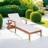 imageBest Choice Products 79x26in Acacia Wood Chaise Lounge Chair Recliner Outdoor Furniture for Patio Poolside wSlideOut Side Table FoamPadded Cushion Adjustable Backrest Wheels  CreamCream