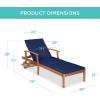 imageBest Choice Products 79x26in Acacia Wood Chaise Lounge Chair Recliner Outdoor Furniture for Patio Poolside wSlideOut Side Table FoamPadded Cushion Adjustable Backrest Wheels  CreamNavy Blue