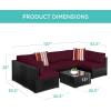 imageBest Choice Products 7Piece Modular Outdoor Sectional Wicker Patio Conversation Set w 2 Pillows Coffee Table Cover Included  TaupePistachioBlackDeep Burgundy