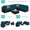 imageBest Choice Products 7Piece Modular Outdoor Sectional Wicker Patio Conversation Set w 2 Pillows Coffee Table Cover Included  TaupePistachioBlackPeacock