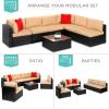 imageBest Choice Products 7Piece Modular Outdoor Sectional Wicker Patio Conversation Set w 2 Pillows Coffee Table Cover Included  TaupePistachioBlackTan