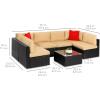 imageBest Choice Products 7Piece Modular Outdoor Sectional Wicker Patio Conversation Set w 2 Pillows Coffee Table Cover Included  TaupePistachioBlackTan