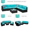 imageBest Choice Products 7Piece Modular Outdoor Sectional Wicker Patio Conversation Set w 2 Pillows Coffee Table Cover Included  TaupePistachioBlackTeal