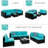 imageBest Choice Products 7Piece Modular Outdoor Sectional Wicker Patio Conversation Set w 2 Pillows Coffee Table Cover Included  TaupePistachioBlackTeal