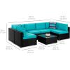 imageBest Choice Products 7Piece Modular Outdoor Sectional Wicker Patio Conversation Set w 2 Pillows Coffee Table Cover Included  TaupePistachioBlackTeal