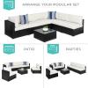 imageBest Choice Products 7Piece Modular Outdoor Sectional Wicker Patio Conversation Set w 2 Pillows Coffee Table Cover Included  TaupePistachioBlackWhite Sand
