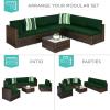 imageBest Choice Products 7Piece Modular Outdoor Sectional Wicker Patio Conversation Set w 2 Pillows Coffee Table Cover Included  TaupePistachioBrownMidnight Green