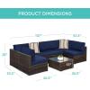 imageBest Choice Products 7Piece Modular Outdoor Sectional Wicker Patio Conversation Set w 2 Pillows Coffee Table Cover Included  TaupePistachioBrownNavy