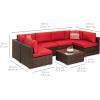 imageBest Choice Products 7Piece Modular Outdoor Sectional Wicker Patio Conversation Set w 2 Pillows Coffee Table Cover Included  TaupePistachioBrownRed