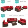 imageBest Choice Products 7Piece Modular Outdoor Sectional Wicker Patio Conversation Set w 2 Pillows Coffee Table Cover Included  TaupePistachioBrownRed