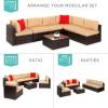 imageBest Choice Products 7Piece Modular Outdoor Sectional Wicker Patio Conversation Set w 2 Pillows Coffee Table Cover Included  TaupePistachioBrownTan