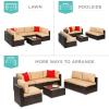 imageBest Choice Products 7Piece Modular Outdoor Sectional Wicker Patio Conversation Set w 2 Pillows Coffee Table Cover Included  TaupePistachioBrownTan