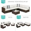 imageBest Choice Products 7Piece Modular Outdoor Sectional Wicker Patio Conversation Set w 2 Pillows Coffee Table Cover Included  TaupePistachioBrownWhite Sand
