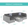 imageBest Choice Products 7Piece Modular Outdoor Sectional Wicker Patio Conversation Set w 2 Pillows Coffee Table Cover Included  TaupePistachioGrayGray