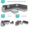 imageBest Choice Products 7Piece Modular Outdoor Sectional Wicker Patio Conversation Set w 2 Pillows Coffee Table Cover Included  TaupePistachioGrayGray