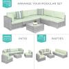 imageBest Choice Products 7Piece Modular Outdoor Sectional Wicker Patio Conversation Set w 2 Pillows Coffee Table Cover Included  TaupePistachioGrayLight Mint