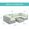 imageBest Choice Products 7Piece Modular Outdoor Sectional Wicker Patio Conversation Set w 2 Pillows Coffee Table Cover Included  TaupePistachioGrayLight Mint