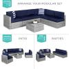 imageBest Choice Products 7Piece Modular Outdoor Sectional Wicker Patio Conversation Set w 2 Pillows Coffee Table Cover Included  TaupePistachioGrayNavy