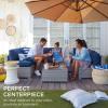 imageBest Choice Products 7Piece Modular Outdoor Sectional Wicker Patio Conversation Set w 2 Pillows Coffee Table Cover Included  TaupePistachioGrayNavy