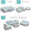 imageBest Choice Products 7Piece Modular Outdoor Sectional Wicker Patio Conversation Set w 2 Pillows Coffee Table Cover Included  TaupePistachioGrayPastel Blue