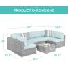 imageBest Choice Products 7Piece Modular Outdoor Sectional Wicker Patio Conversation Set w 2 Pillows Coffee Table Cover Included  TaupePistachioGrayPastel Blue