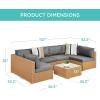 imageBest Choice Products 7Piece Modular Outdoor Sectional Wicker Patio Conversation Set w 2 Pillows Coffee Table Cover Included  TaupePistachioNaturalCement Gray