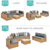 imageBest Choice Products 7Piece Modular Outdoor Sectional Wicker Patio Conversation Set w 2 Pillows Coffee Table Cover Included  TaupePistachioNaturalCement Gray
