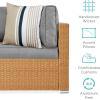 imageBest Choice Products 7Piece Modular Outdoor Sectional Wicker Patio Conversation Set w 2 Pillows Coffee Table Cover Included  TaupePistachioNaturalCement Gray