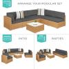 imageBest Choice Products 7Piece Modular Outdoor Sectional Wicker Patio Conversation Set w 2 Pillows Coffee Table Cover Included  TaupePistachioNaturalGray
