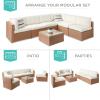 imageBest Choice Products 7Piece Modular Outdoor Sectional Wicker Patio Conversation Set w 2 Pillows Coffee Table Cover Included  TaupePistachioNaturalIvory