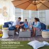 imageBest Choice Products 7Piece Modular Outdoor Sectional Wicker Patio Conversation Set w 2 Pillows Coffee Table Cover Included  TaupePistachioNaturalIvory