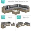 imageBest Choice Products 7Piece Modular Outdoor Sectional Wicker Patio Conversation Set w 2 Pillows Coffee Table Cover Included  TaupePistachioTaupeCement Gray