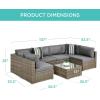 imageBest Choice Products 7Piece Modular Outdoor Sectional Wicker Patio Conversation Set w 2 Pillows Coffee Table Cover Included  TaupePistachioTaupeCement Gray