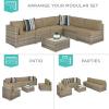 imageBest Choice Products 7Piece Modular Outdoor Sectional Wicker Patio Conversation Set w 2 Pillows Coffee Table Cover Included  TaupePistachioTaupeDesert