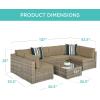 imageBest Choice Products 7Piece Modular Outdoor Sectional Wicker Patio Conversation Set w 2 Pillows Coffee Table Cover Included  TaupePistachioTaupeDesert