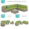 imageBest Choice Products 7Piece Modular Outdoor Sectional Wicker Patio Conversation Set w 2 Pillows Coffee Table Cover Included  TaupePistachioTaupePistachio