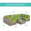 imageBest Choice Products 7Piece Modular Outdoor Sectional Wicker Patio Conversation Set w 2 Pillows Coffee Table Cover Included  TaupePistachioTaupePistachio