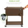 imageBest Choice Products 80Quart Outdoor Steel Rolling Cooler Cart wIce Chest Bottle Opener Catch Tray Drain Plug Locking WheelsBrown