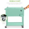 imageBest Choice Products 80Quart Outdoor Steel Rolling Cooler Cart wIce Chest Bottle Opener Catch Tray Drain Plug Locking WheelsMint