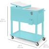 imageBest Choice Products 80Quart Outdoor Steel Rolling Cooler Cart wIce Chest Bottle Opener Catch Tray Drain Plug Locking WheelsTurquoise