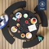 imageBest Choice Products 8Person Outdoor Bench Patio Picnic Table Circular w 4 Builtin Benches and Umbrella Hole 2000lb Capacity  GreenBlack