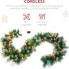 imageBest Choice Products 9ft PreLit Holiday PreDecorated Christmas Garland for Stairs Fireplace Decoration wPVC Tips 50 Lights Pine Cones Berries  SemiFlockedFlocked  Battery