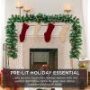 imageBest Choice Products 9ft PreLit Holiday PreDecorated Christmas Garland for Stairs Fireplace Decoration wPVC Tips 50 Lights Pine Cones Berries  SemiFlockedFlocked  Battery