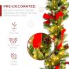 imageBest Choice Products 9ft PreLit Holiday PreDecorated Christmas Garland for Stairs Fireplace Decoration wPVC Tips 50 Lights Pine Cones Berries  SemiFlockedGreenRibbons  Battery