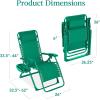 imageBest Choice Products Adjustable Zero Gravity Chair Monochromatic Color Folding Patio Recliner wSide Tray Headrest  SeafoamEmerald