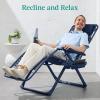 imageBest Choice Products Adjustable Zero Gravity Chair Monochromatic Color Folding Patio Recliner wSide Tray Headrest  SeafoamNavy