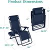 imageBest Choice Products Adjustable Zero Gravity Chair Monochromatic Color Folding Patio Recliner wSide Tray Headrest  SeafoamNavy