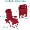 imageBest Choice Products Adjustable Zero Gravity Chair Monochromatic Color Folding Patio Recliner wSide Tray Headrest  SeafoamRuby